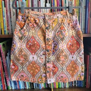 Farm Rio by Anthropologie Lavina button floral denim mini skirt size M, NWOT